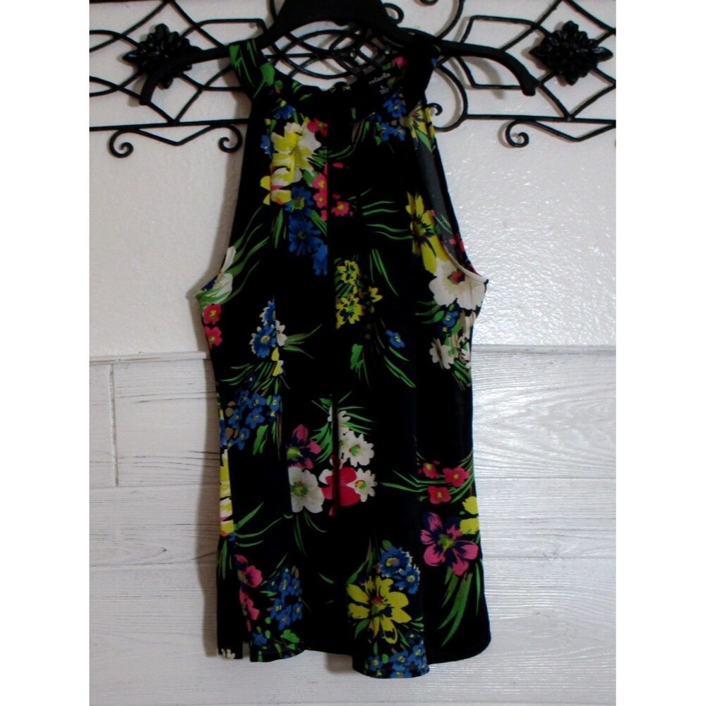 Rafaella Women's Top Size L Sleeveless Black Floral Round Neck